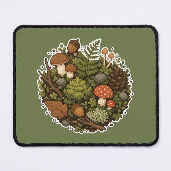 Item preview, Forest Floor Woodland Botanical Nature Collage with Mushrooms, Moss & Ferns designed and sold by SimplePoDesign.