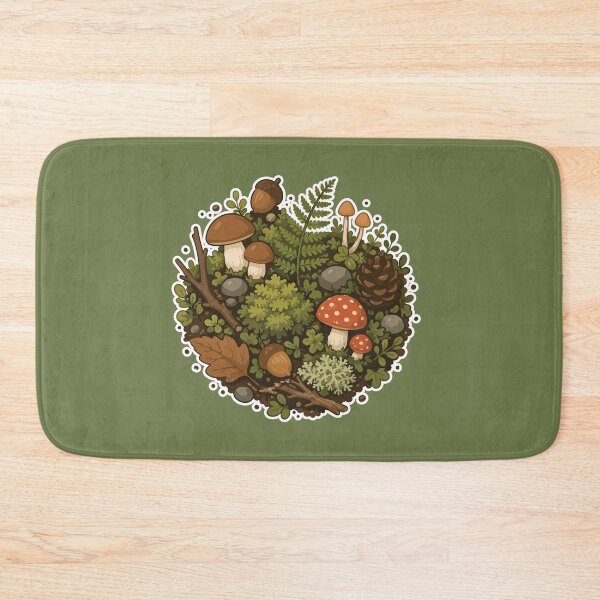 Item preview, Forest Floor Woodland Botanical Nature Collage with Mushrooms, Moss & Ferns designed and sold by SimplePoDesign.