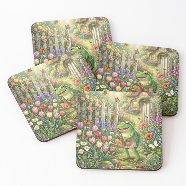 Item preview, Frog Gardening in Spring – Botanical Cottage Garden Frog Illustration designed and sold by ZyxDes.