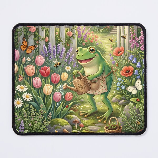 Item preview, Frog Gardening in Spring – Botanical Cottage Garden Frog Illustration designed and sold by ZyxDes.