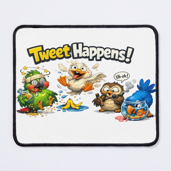 Item preview, Goofy Birds T‑Shirt – “Tweet Happens!” Funny Cartoon Bird Design designed and sold by EdgeSphere.