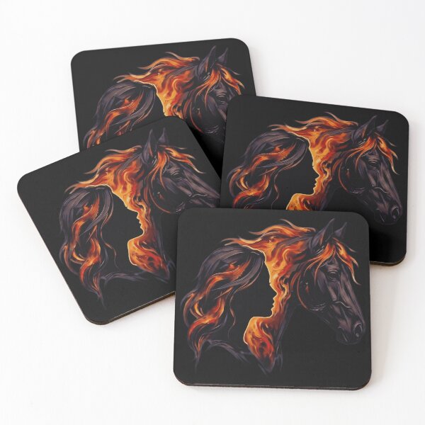 Item preview, Fiery Silhouette Bond Between Girl and Horse designed and sold by sergiuvechiu.