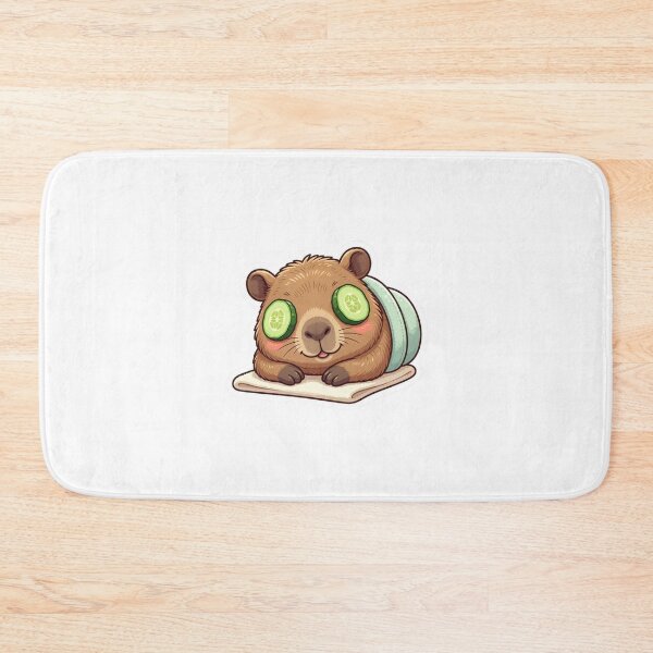 Item preview,  Spa Capybara Sticker with Cucumber Eyes – Kawaii Relaxing Animal Self Care Vinyl Decal designed and sold by Pandey14.