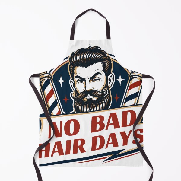 Item preview, Vintage No Bad Hair Days Bearded Man Barber Badge designed and sold by Barber MD Culture.