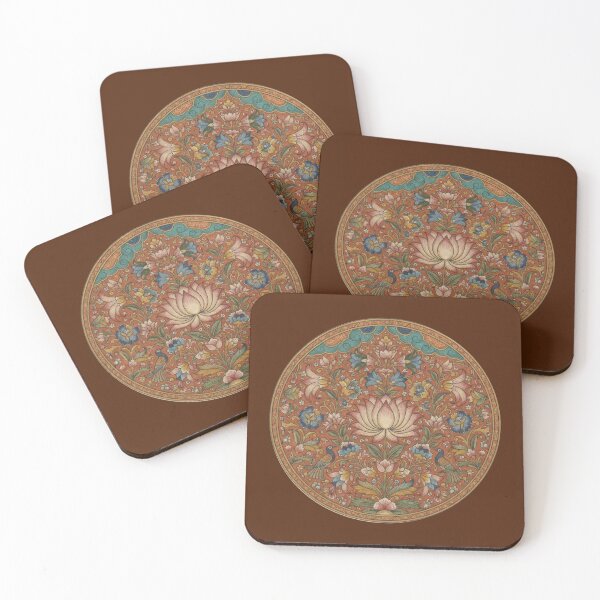 Item preview, Vintage Lotus Mandala | Indian Floral Folk Art with Peacocks designed and sold by Omtatsat.