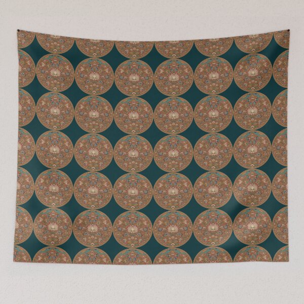 Item preview, Vintage Lotus Mandala | Indian Floral Folk Art with Peacocks designed and sold by Omtatsat.