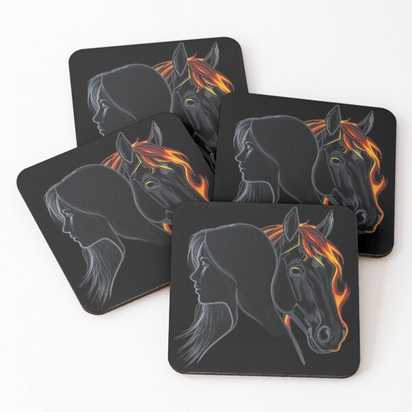 Item preview, Fiery Silhouette Bond Between Girl and Horse designed and sold by sergiuvechiu.
