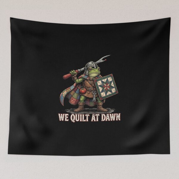 Item preview, We Quilt At Dawn Funny Medieval Frog Knight Cottagecore designed and sold by AdyKurniawan.