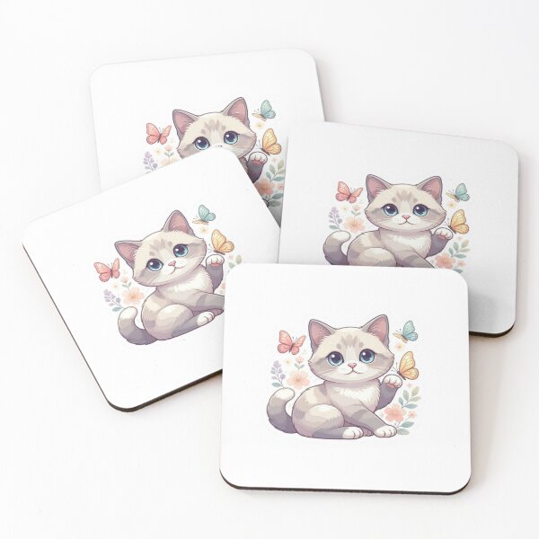 Item preview,  Kitten with Butterflies Sticker – Kawaii Floral Cat Vinyl Decal for Cat Lovers designed and sold by Pandey14.