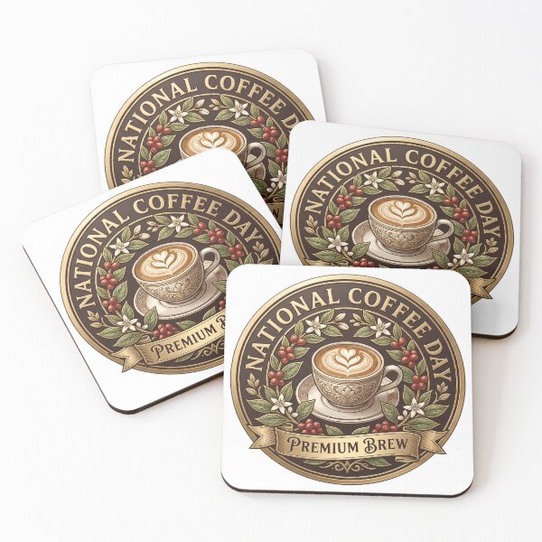 Item preview, National Coffee Day Elegant Botanical Emblem designed and sold by RGB-crayon.
