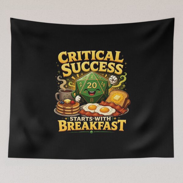 Item preview, Critical Success Starts With Breakfast DND Dice designed and sold by BadhbhArt.