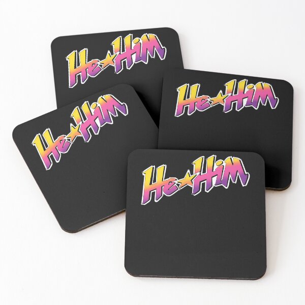 Item preview, He Him Star Neon Gradient Pronoun designed and sold by 740-Studios.