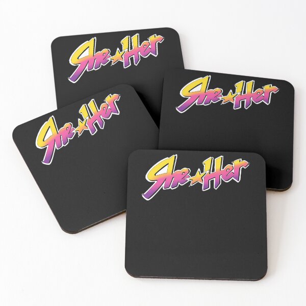Item preview, She Her Star Neon Gradient Pronoun designed and sold by 740-Studios.