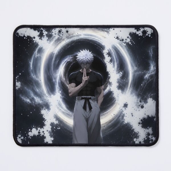 Item preview, White Haired Mystic Warrior in Cosmic Void – Dark Anime Energy Art designed and sold by MugenAnime.