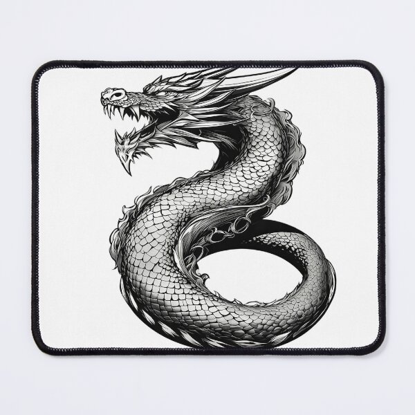 Item preview, Fierce Monochrome Eastern Dragon – Intricate Fantasy Serpent Illustration designed and sold by Artisan Finds Online.