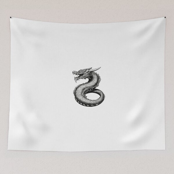 Item preview, Fierce Monochrome Eastern Dragon – Intricate Fantasy Serpent Illustration designed and sold by Artisan Finds Online.