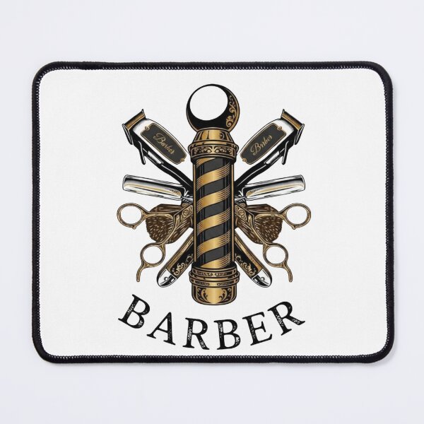 Item preview, Vintage Barber Pole Logo with Crossed Hair Clippers and Scissors designed and sold by Barber MD Culture.