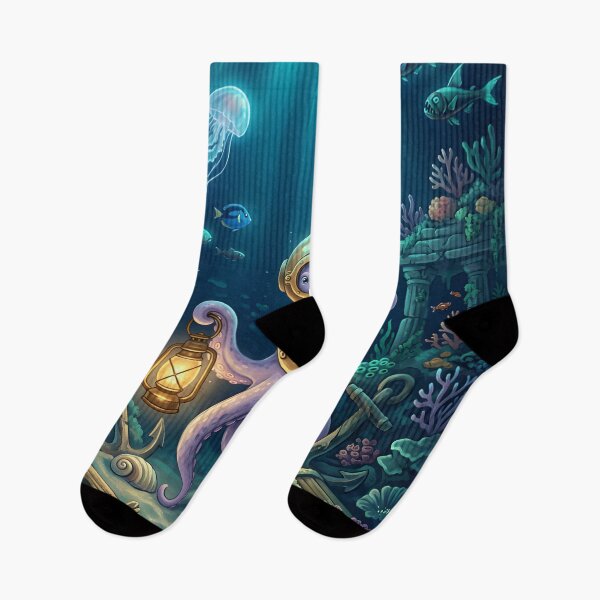 Item preview, Deep Sea Explorer Octopus – Underwater Adventure Fantasy Wall Art designed and sold by ZyxDes.