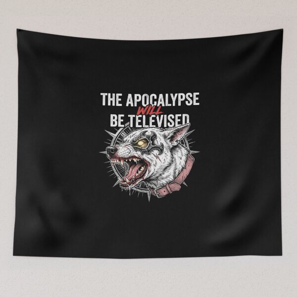 Item preview, The Apocalypse Will Be Televised Edgy Cyberpunk Fantasy Dog Design designed and sold by AdyKurniawan.
