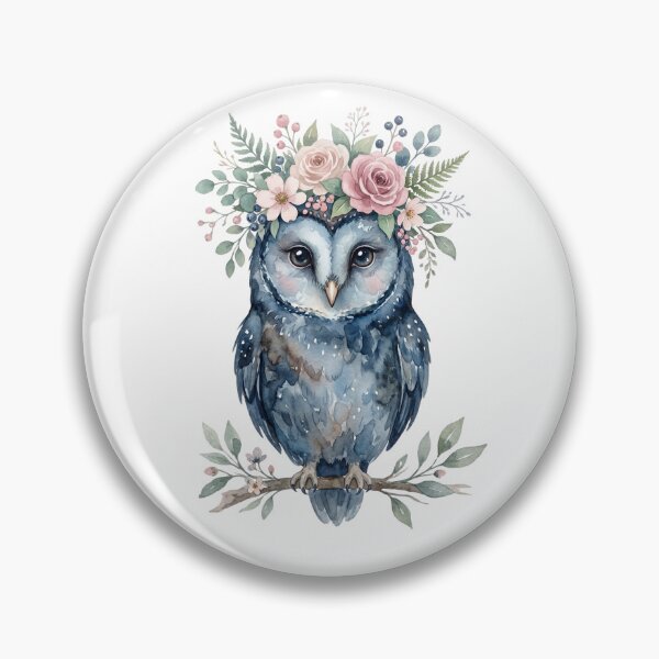 Item preview, Watercolor Owl with Floral Crown designed and sold by NightSpell.