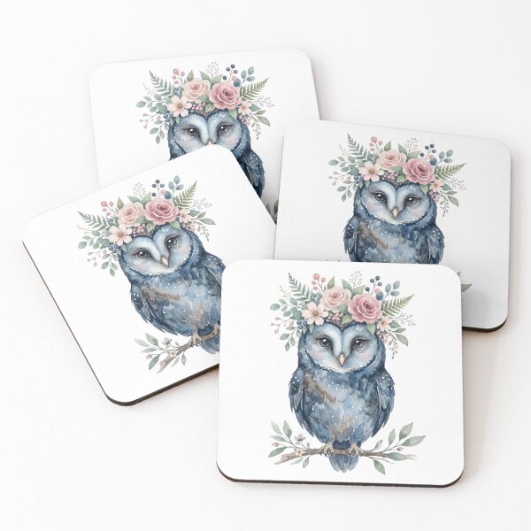 Item preview, Watercolor Owl with Floral Crown designed and sold by NightSpell.