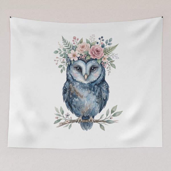 Item preview, Watercolor Owl with Floral Crown designed and sold by NightSpell.