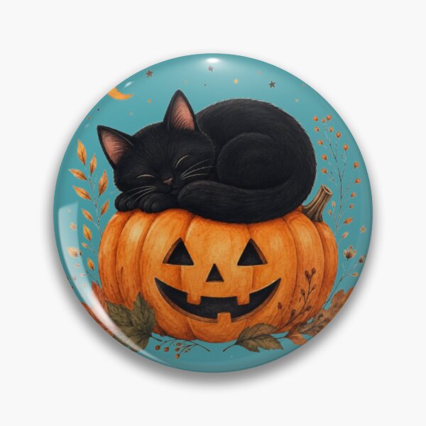 Item preview, Cozy Black Cat Sleeping on Pumpkin Cute Halloween Watercolor designed and sold by HopeAndHustle.