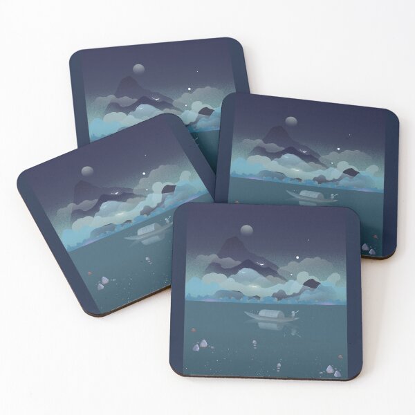 Item preview, Dreamy Midnight Boat Moonlit Lake Fantasy Landscape designed and sold by Rehnair.