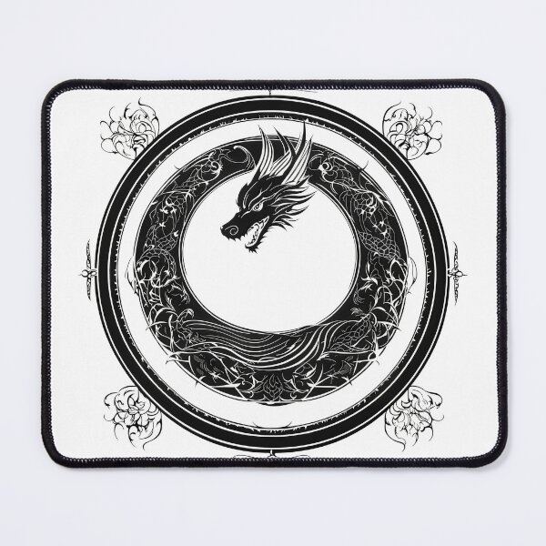 Item preview, Ouroboros Dragon Emblem – Ornate Monochrome Eternal Circle Illustration designed and sold by Artisan Finds Online.