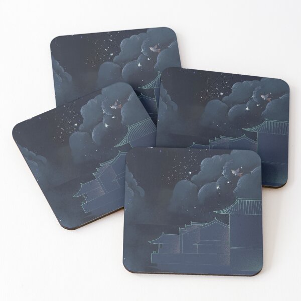 Item preview, Vintage Oriental Night Sky Traditional Architecture Landscape designed and sold by Rehnair.
