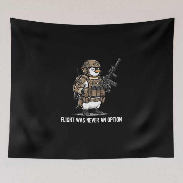 Item preview, Flight Was Never An Option Tactical Penguin Meme Graphic designed and sold by AdyKurniawan.