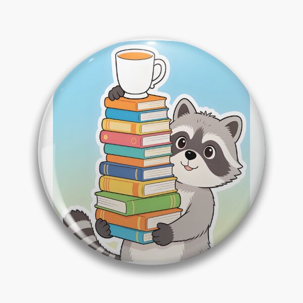 Item preview, Cute Raccoon Building a Tower of School Books | Funny School Sticker designed and sold by OksArtStudio.