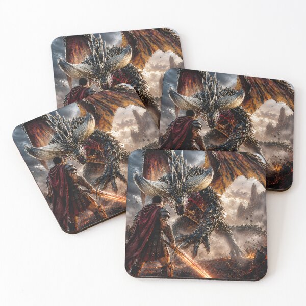 Item preview, Dragon vs Gladiator - Epic Fantasy Battle Art designed and sold by zakvisuals.