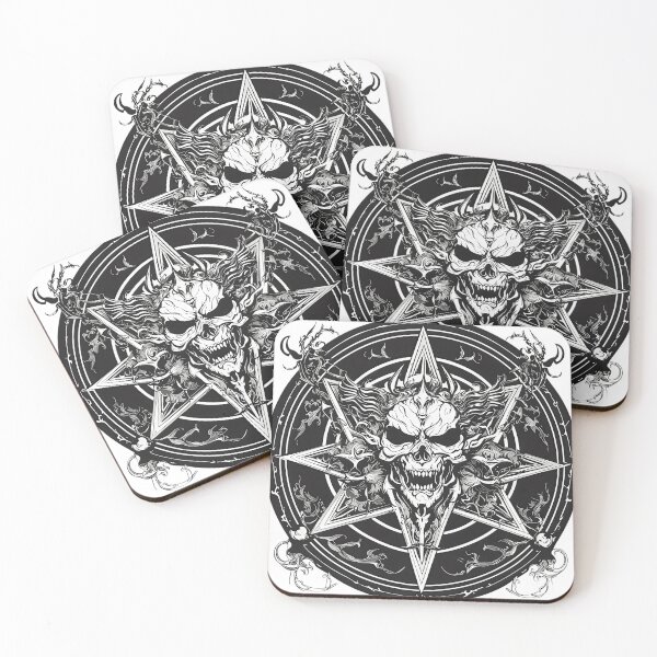 Item preview, Demonic Skull Pentagram Emblem – Gothic Monochrome Occult Crest designed and sold by Artisan Finds Online.