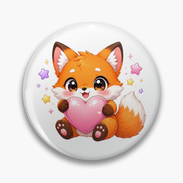 Item preview, Cute Kawaii Fox Hugging Pink Heart designed and sold by cat-and-pigeon.