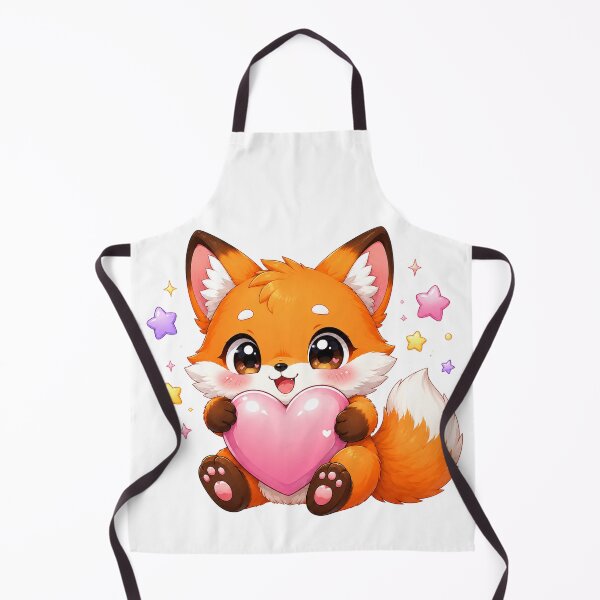 Item preview, Cute Kawaii Fox Hugging Pink Heart designed and sold by cat-and-pigeon.