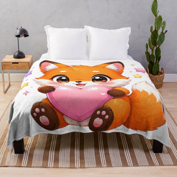 Item preview, Cute Kawaii Fox Hugging Pink Heart designed and sold by cat-and-pigeon.