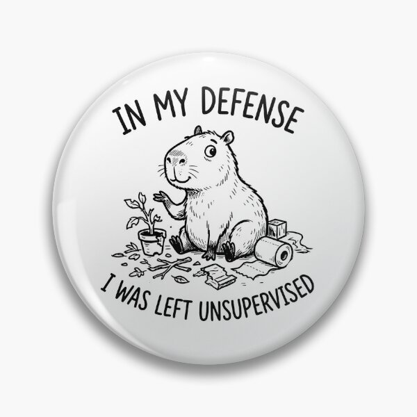 Item preview, In My Defense I Was Left Unsupervised Funny Capybara Line Art designed and sold by Yellowriversss.