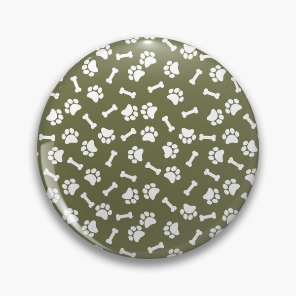 Item preview, Olive And White Dog Paw And Bone Pattern designed and sold by pattern-archive.