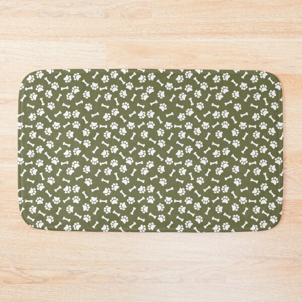 Item preview, Olive And White Dog Paw And Bone Pattern designed and sold by pattern-archive.