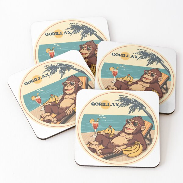 Item preview, Gorillax - Cool Gorilla Chilling at the Beach Retro Illustration designed and sold by MarrysLifestyle.