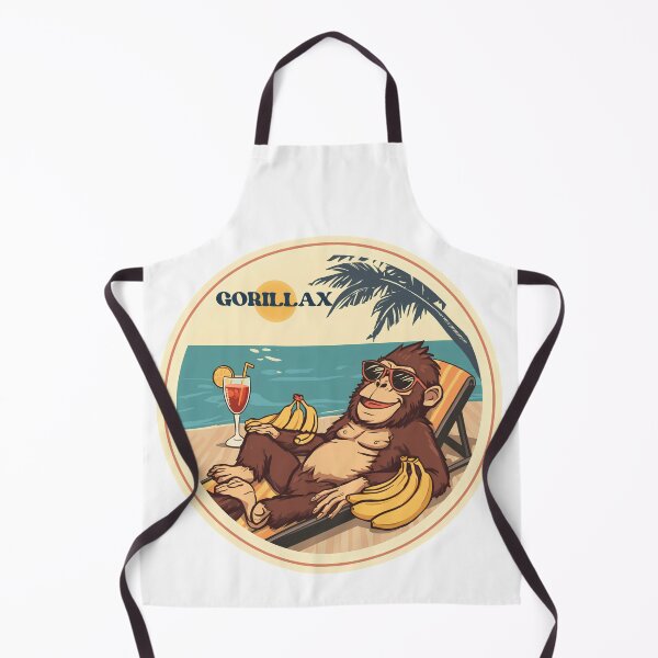 Item preview, Gorillax - Cool Gorilla Chilling at the Beach Retro Illustration designed and sold by MarrysLifestyle.