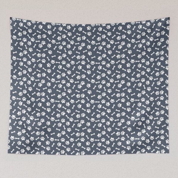 Item preview, Slate And White Dog Paw And Bone Pattern designed and sold by pattern-archive.