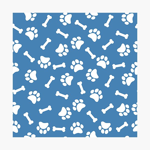 Item preview, Steel Blue And White Dog Paw And Bone Pattern designed and sold by pattern-archive.