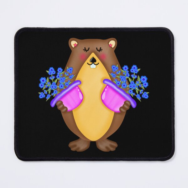 Item preview, Cute Groundhog With Blue Flowers Whimsical Rodent Design designed and sold by YeppiStudio.