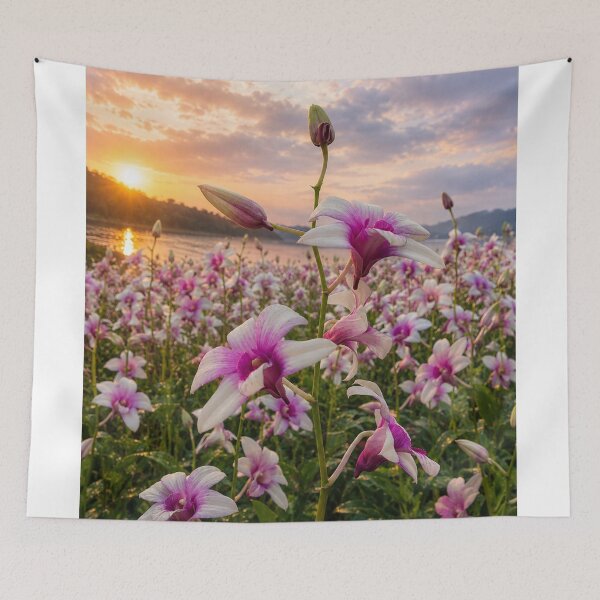 Item preview, Orchids in Sunset Glow by the Lake designed and sold by SheFriendly143.