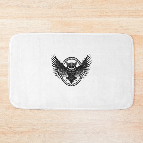 Item preview, Mystic Owl Crest – Monochrome Winged Guardian Emblem designed and sold by Artisan Finds Online.