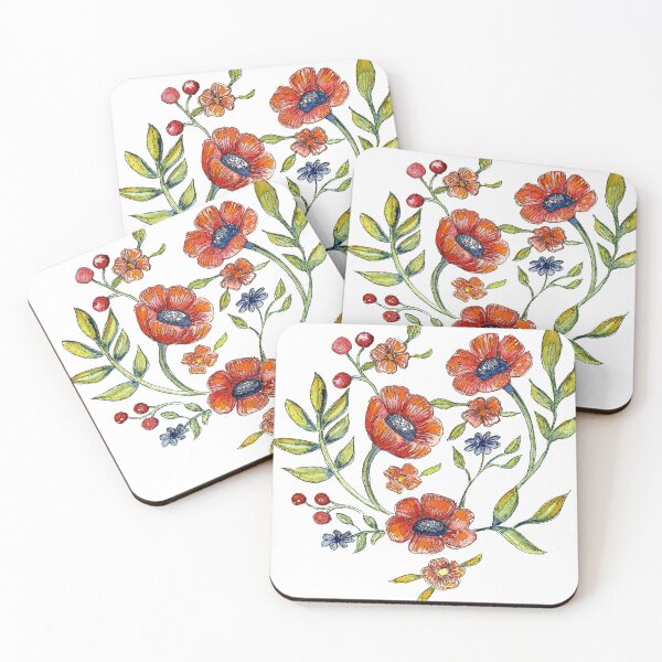 Item preview, Watercolor poppy-style flowers designed and sold by MC Creations.