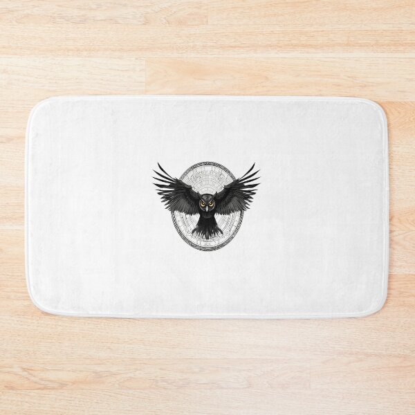 Item preview, Nocturnal Owl Guardian – Monochrome Celestial Crest Illustration designed and sold by Artisan Finds Online.