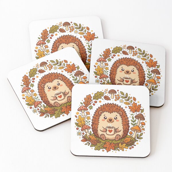 Item preview, Cute Autumn Hedgehog with Coffee designed and sold by NightSpell.
